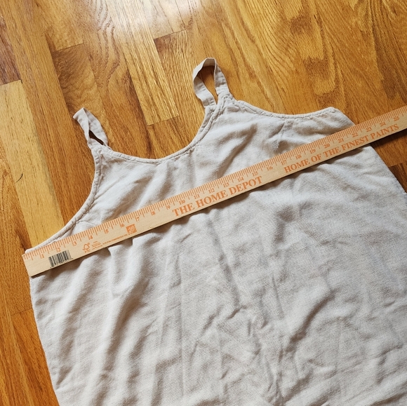 Linen Cotton Tank Dress Embroidered Dancing Tribal Print Artsy Size Xl Lagenlook - Picture 9 of 9